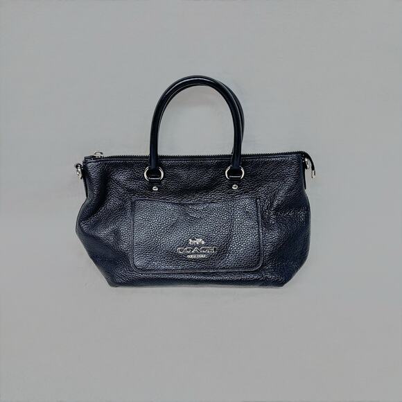 Coach Black Pebbled Leather Satchel Bag - Zip-Top Closure - Picture 1 of 4